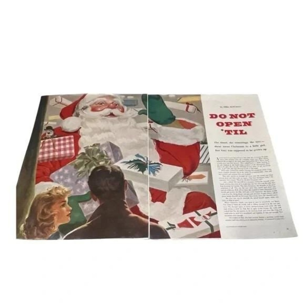 1954 Santa Do Not Open Double Page Original Vintage Print Magazine Article
